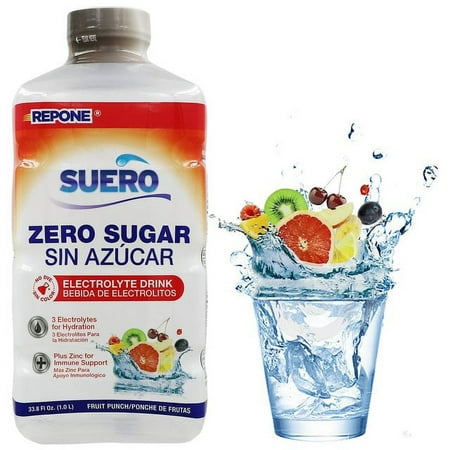 Suero Repone Sugar Free Electrolyte Solution with Zinc, for Adults and Children, 33.8 fl oz