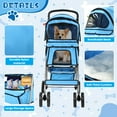 thumbnail image 3 of Dkelincs 4 Wheels Pet Stroller Folding Cat Dog Stroller Travel Carrier with Cup Holder & Storage Basket, Blue, 3 of 7