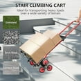 thumbnail image 4 of Stair Climbing Cart, 280 lbs Capacity Stair Climber Hand Truck and Dolly, Heavy-Duty Folding Stair Dolly with Stretchable Handle, 10 Wheels & 2 Elastic Ropes for Home Shopping Moving Warehouse, 4 of 9