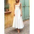 thumbnail image 4 of White Elegant Square Neck Spaghetti Strap A-Line Maxi Dress For Evening Party Wedding Spring Summer, 4 of 8