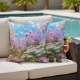 thumbnail image 5 of Spring Flowers Pillow Covers 2 Pack Oil Painting Pink Purple White Lavender Floral Blue Sky Pillowcase Waterproof Outdoor Throw Pillow Cover for Patio Garden Square Cushion 18”x18”, 5 of 9