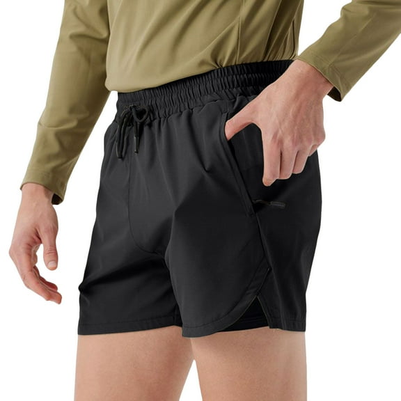 Men's Athletic Three Quarter Pants Back Side Splicing Mesh Leg Opening, for Outdoor Fitness