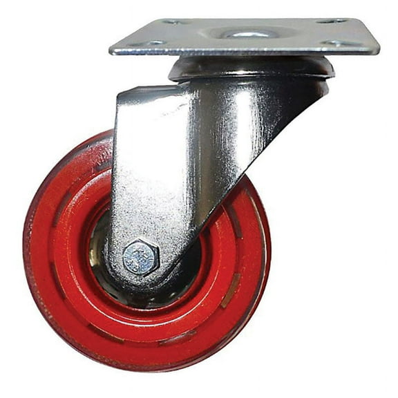 Shepherd Hardware 6266 Swivel Caster, 3 in Dia Wheel, Polyurethane Wheel, Red, 132 lb