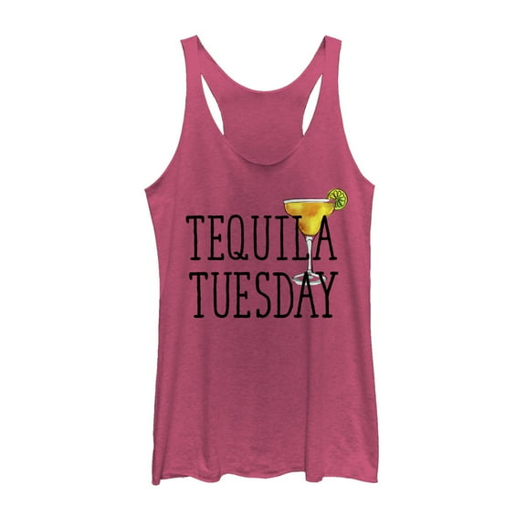 Women's CHIN UP Tequila Tuesday  Racerback Tank Top Pink Heather Medium