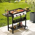 thumbnail image 4 of 25.6 Inch 3 Burner BBQ Gas Grill Griddle, Stainless Steel Portable Detachable 30,000 BTU Table Top Propane Barbecue Grill for Camping or Tailgating (only Griddle), 4 of 13