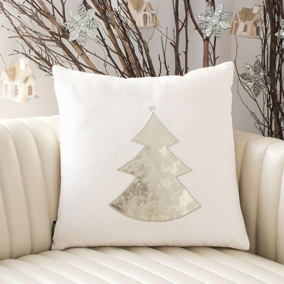 SAFAVIEH Noel Novelty Pillow, 18" x 18", Beige