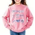 thumbnail image 5 of Gamivast Graphic Crewneck Sweatshirt for Girls Soft Long Sleeve Pullover with Assorted Bow Print Relaxed Fit Casual School Lounge Streetwear Daily Wear Top for Fall and Winter Pink 7-8Years, 5 of 6