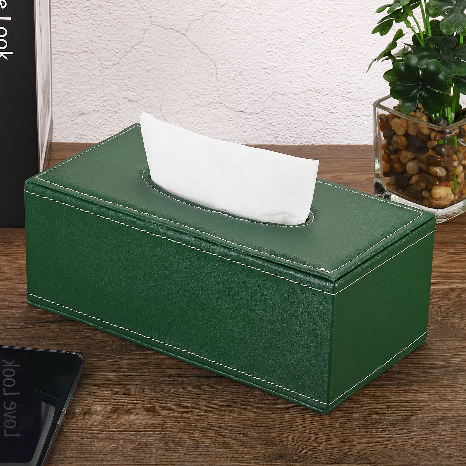 Unique Bargains Tissue Box Cover Napkin Paper Towel Dispenser Holder Green 9.4x4.7x3.7"