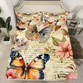 thumbnail image 2 of Manfei Wild Butterflies Flower Twin Sheet Sets,Country Floral Twin Fitted Sheet,Beige Pink Flat Sheet For Kids,Luxury Bedroom Decor,3pcs, 2 of 7