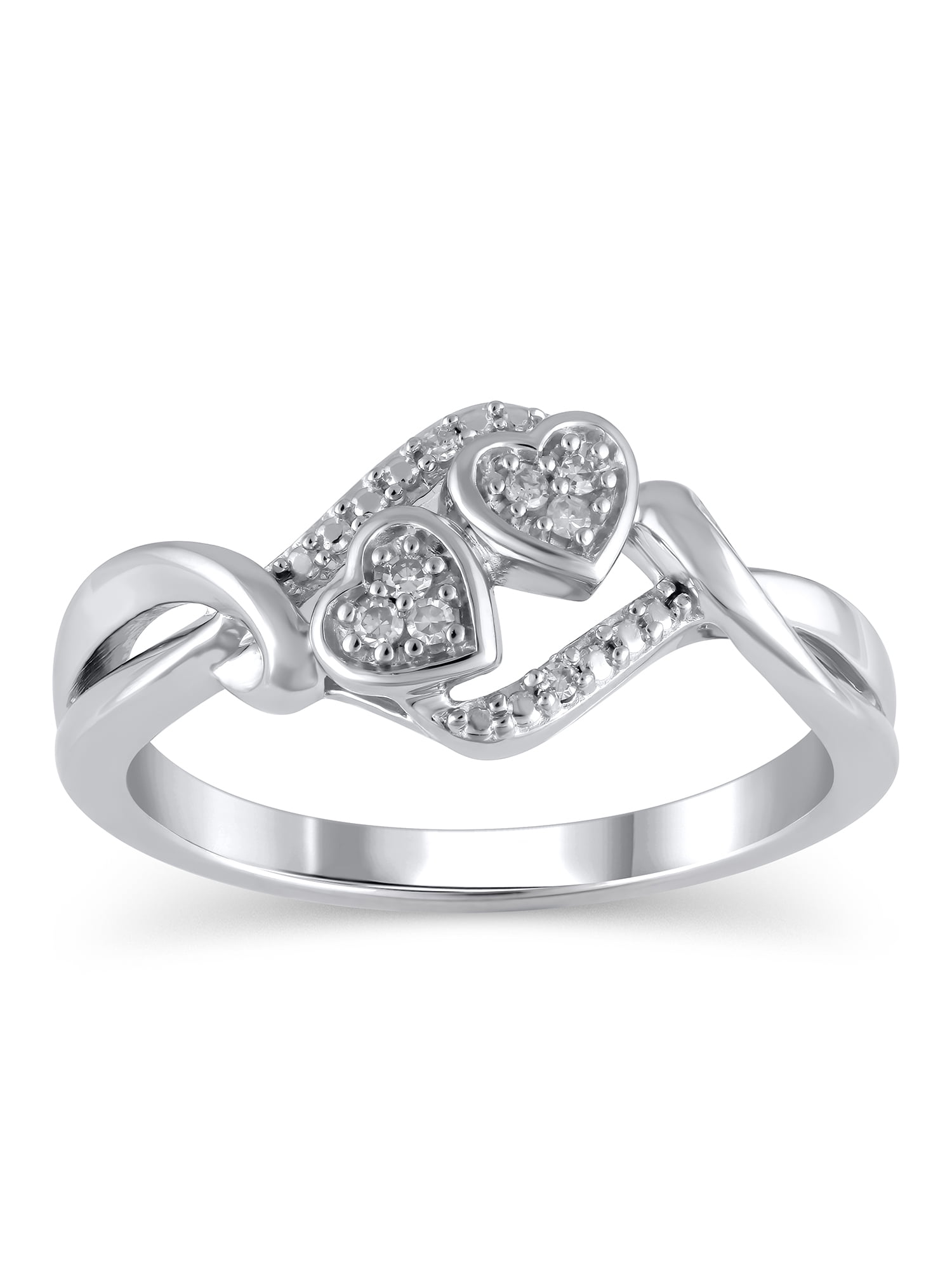 diamond accent sterling silver double heart promise ring