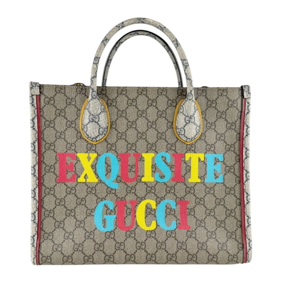 Pre-Owned Gucci handbag/shoulder bag, GG Supreme canvas, brown, navy, gold, women's, 680956...