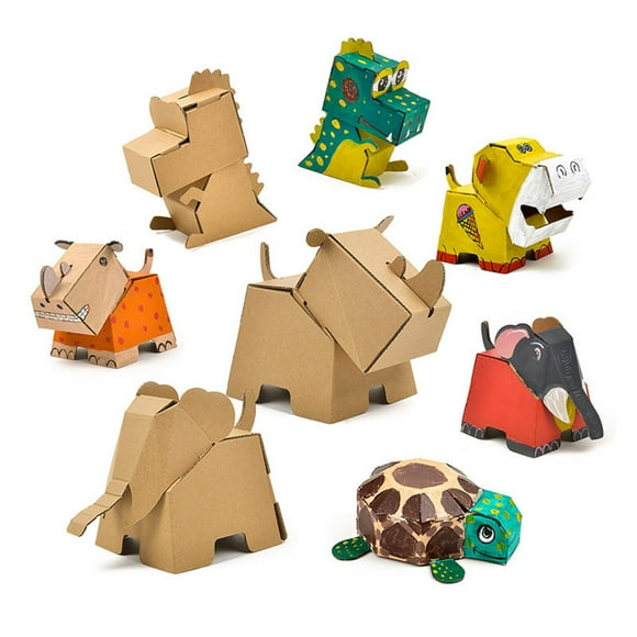 Alician Paper Kindergarten Diy Cardboard Folding Toys Car Airplane Children Handmade Graffiti Assembled Paper Box Material Package