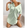 thumbnail image 2 of Ekouaer Nightgown for Women Silk Satin Nightshirt Short Sleeve Sleep Dress Casual Sleepwear, 2 of 6