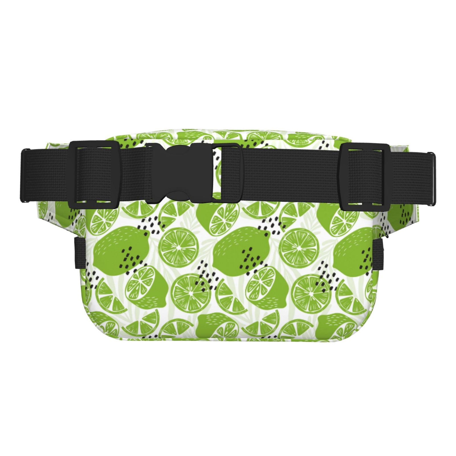 Fuzoiu Green Various Lemons Print Unisex Square Double Layer Waist Bag,Crossbody Fanny Pack Travel Workout Accessory