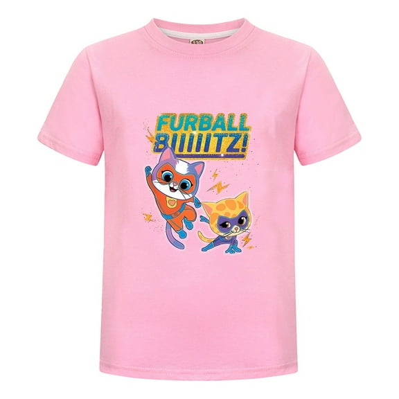 Kids Cartoon T-Shirt Featuring Super Kitties – Boys Girls Colorful Tee – Summer Short Sleeve Top – Cute Character Shirt – Fun Birthday Gift
