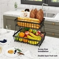 thumbnail image 5 of 2 Tier Fruit Basket for Kitchen with 2 Banana Hangers Detachable Metal Fruit Bowl for Kitchen Counter for Fruit and Vegetable Storage Large Capacity Tiered Fruit Tray, 5 of 7