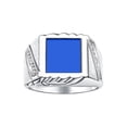 thumbnail image 1 of RYLOS Men's Rings 14K White Gold Designer Ring With Diamonds and Blue Quartz Rings For Men Size 8, 1 of 6