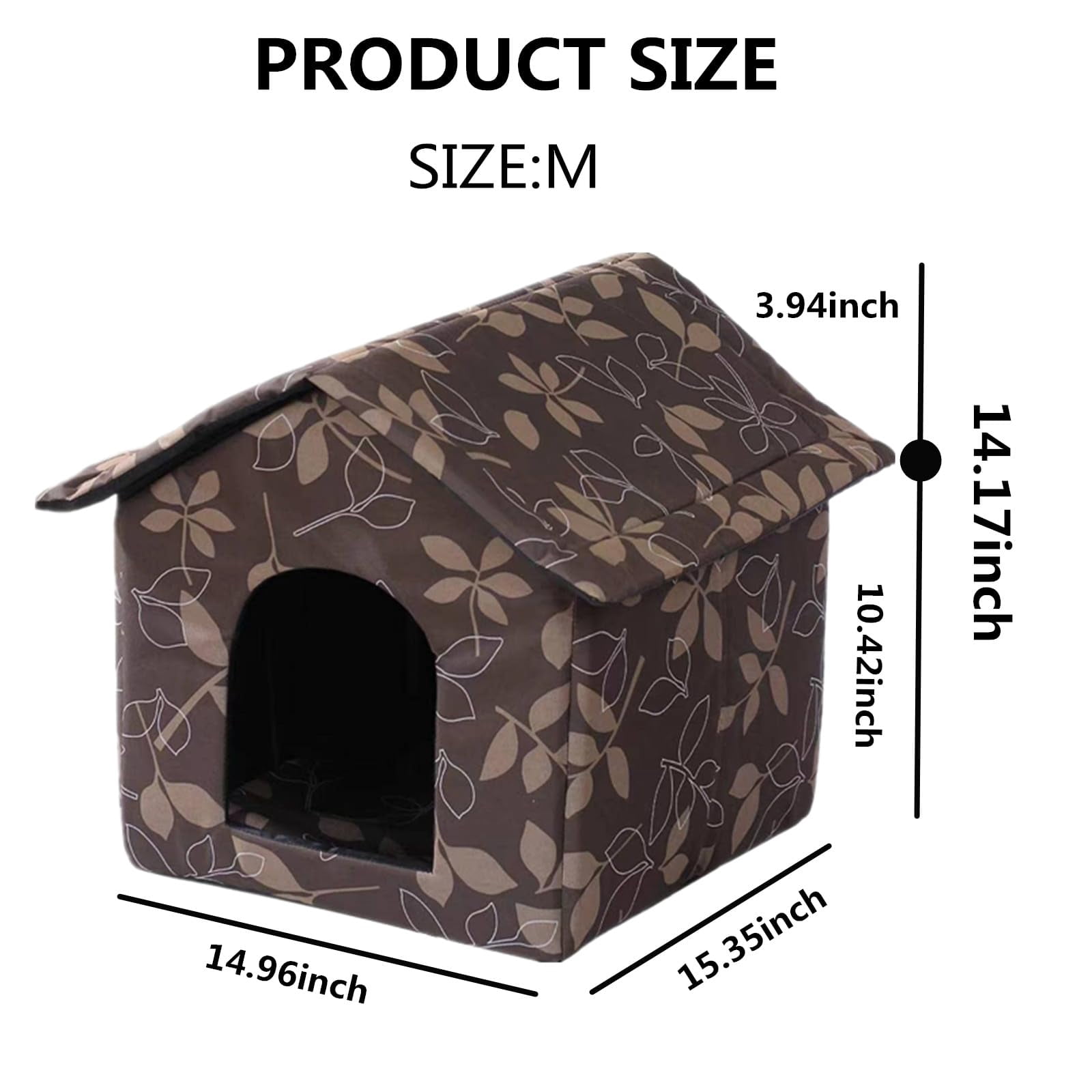 Outdoor Cat House Cat House for Outdoor and Indoor Use - Waterproof Shelter for Cats, Dogs, and Feral Animals (Grey Wood Color, Large)