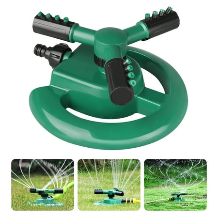TSV Garden Sprinkler, 360° Rotating Automatic Lawn Sprinkler, Irrigation System Covers up to 3600 Square Feet, Green