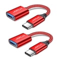 thumbnail image 1 of Adaptador USB C a USB 3.0 JSAUX, cable OTG rojo, paquete de 2 unidades, 1 of 7