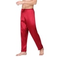 thumbnail image 2 of Deago Men's Satin Silky Pajama Pant Long Pj Bottoms Soft Lounge Sleep Pants with Drawstring (Red, 2XL), 2 of 8
