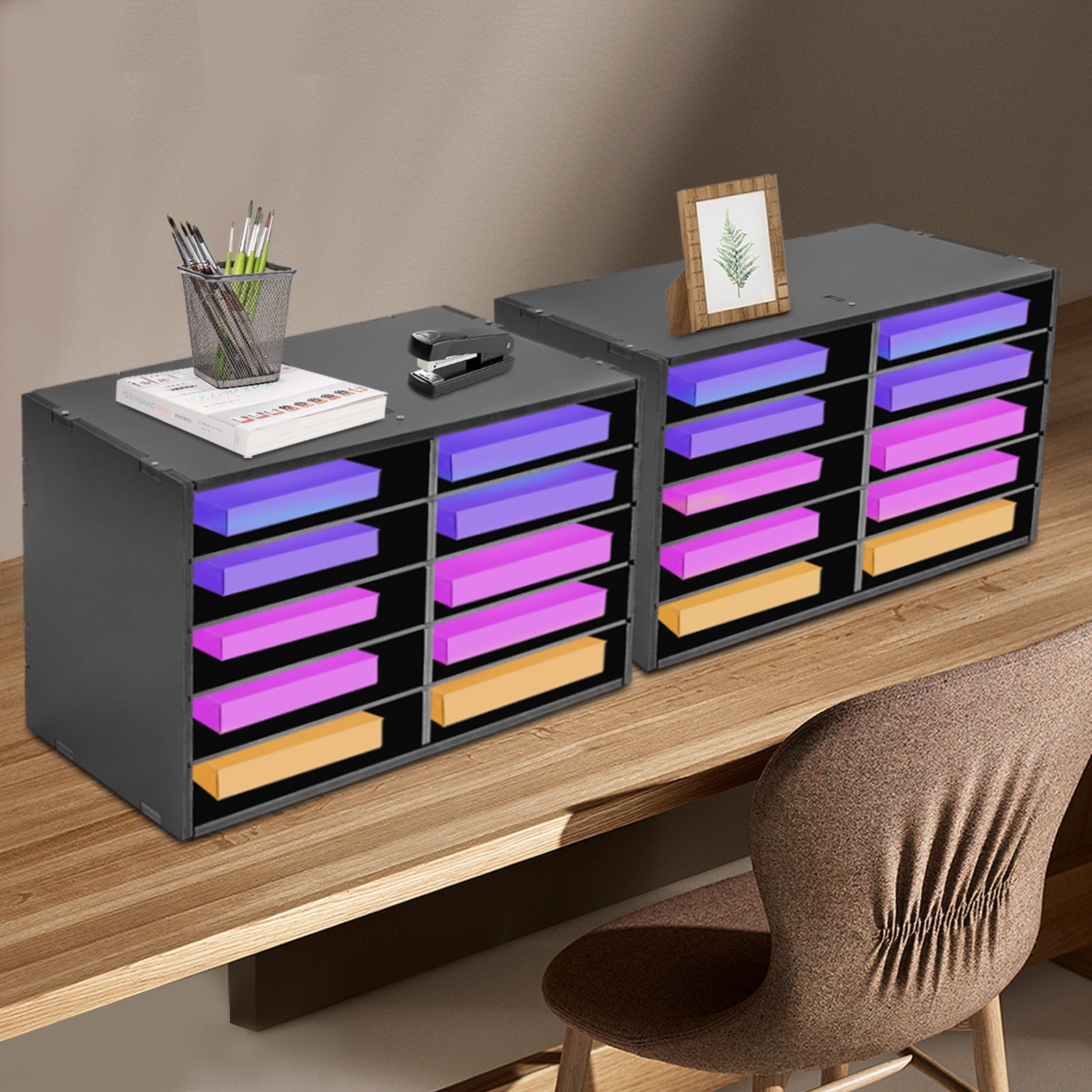 2 PCS Black Paper Storage Cabinets, File Storage Cabinet, Office File Storage Cabinet,  suitable for use in the study, bedroom, living room, conference room, classroom, office