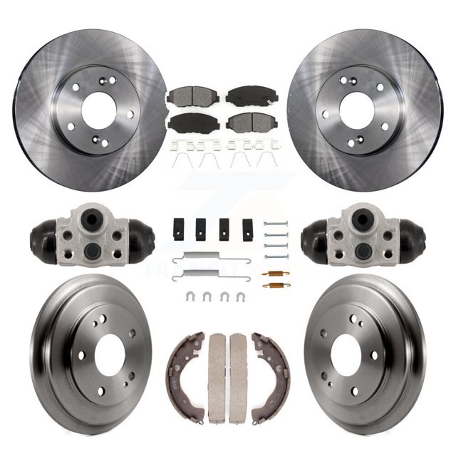 Transit Auto Front Rear Disc Brake Rotors Semi-Metallic Pads and Drum Kit (9Pc) for Car Honda Civic K8S-104216