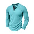 thumbnail image 4 of Hiiyo Men's Henley T-Shirt Solid Color Long Sleeved T Shirt Undershirt, Sizes S-XXL, 4 of 4