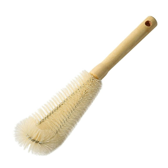 ZOURIH 11.8" Natural Bristle Bottle Brush,Long Wooden Handle Brush for Narrow Neck Bottles, Beer, Sports,Brown