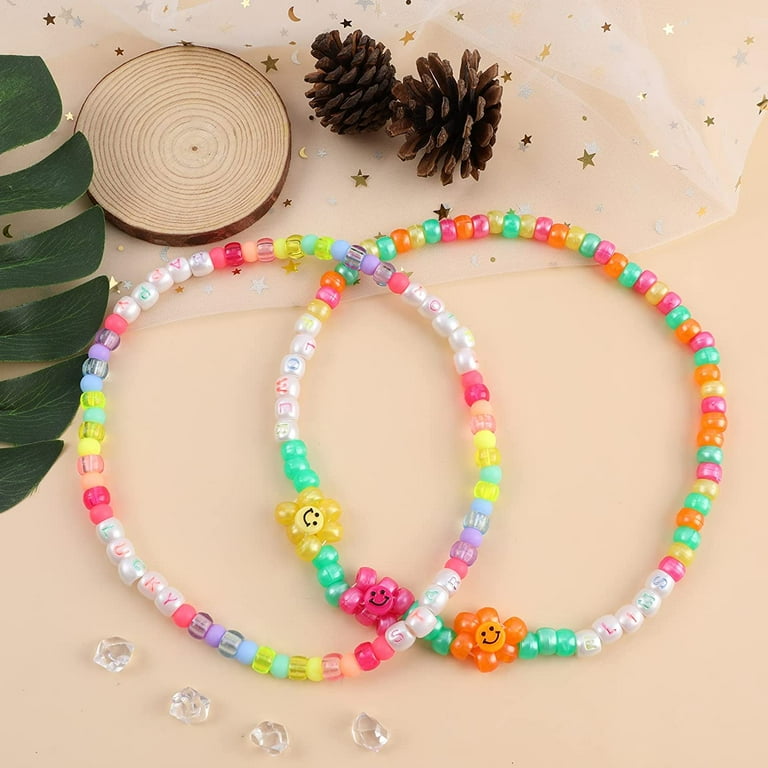 Rainbow Pony Beads for Jewelry Making, Pastel Round Beads for Bracelet  Making, Kandi Bracelets Kit with Colorful Letter Beads for Women Girls