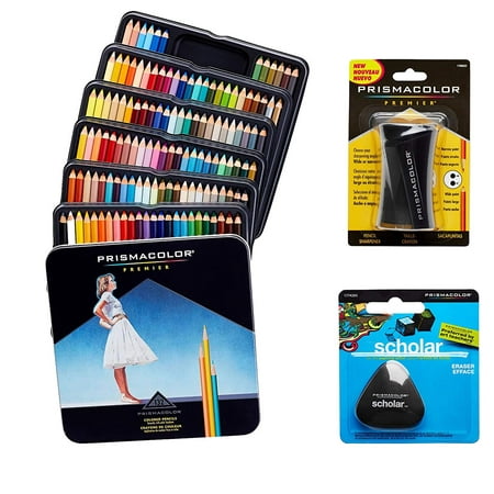 Prismacolor Quality Art Set - Premier Colored Pencils 132 Pack Premier Pencil Sharpener 1 Pack and Latex-Free Scholar Eraser 1