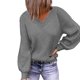 thumbnail image 2 of Jersey con cuello en V para mujer, suéter de manga larga de Color puro, suéter femenino transpirable amigable con la piel a la moda, 2 of 5