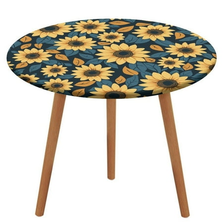 

ZHANGS Lively Sunflower Patch 765 Round Table Cover Stain-Resistant Fitted Tablecloth Oil-Proof Wipeable Elastic Table Cover Waterproof Table Cloth for Halloween Thanksgiving Christmas