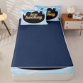 thumbnail image 4 of Homewish Blue Ice Hockey Zipper Twin Comforter Sets with Fitted Sheet and 2 Pillowcases for Kids, Snowflake Ice Cream Zipper Bedding Set, Navy Reversible, 4pcs, 4 of 6
