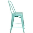 thumbnail image 3 of 24'' High Crystal Teal-Blue Metal Indoor-Outdoor Counter Height Stool with Back, 3 of 9