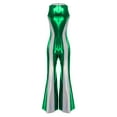thumbnail image 4 of YiZYiF Womens 70s 80s Disco Costume Shiny Metallic Flared Pants Jumpsuit for Dance Party Halloween Green XL, 4 of 6