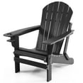 thumbnail image 3 of Costway Patio Folding Adirondack Chair HDPE All-Weather Pull-Out Ottoman Black, 3 of 9