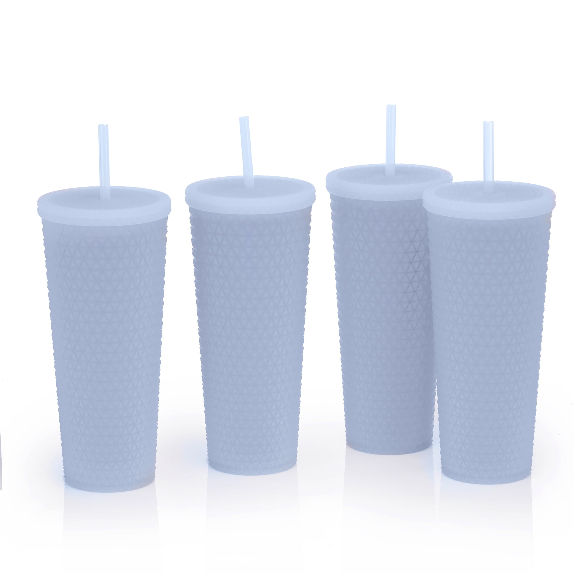 Mainstays 4pk 26oz DW AS Plastic Tinted Matte Textured Tumbler, White