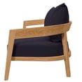 thumbnail image 6 of Lounge Sectional Sofa Chair Table Set, Blue Navy Natural, Teak Wood, Fabric, Modern Contemporary, Outdoor Patio Balcony Cafe Bistro Garden Furniture Hotel Hospitality, 6 of 10