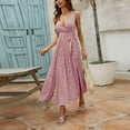 thumbnail image 6 of Wycnly Formal Dresses for Women Sleeveless Deep V-Neck Floral Print Summer Maxi Dresses Tie Waist Slit Beach Bohemian Tank Dress Red S, 6 of 6