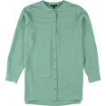 thumbnail image 1 of Alfani Womens Solid Button Up Shirt green S, 1 of 2