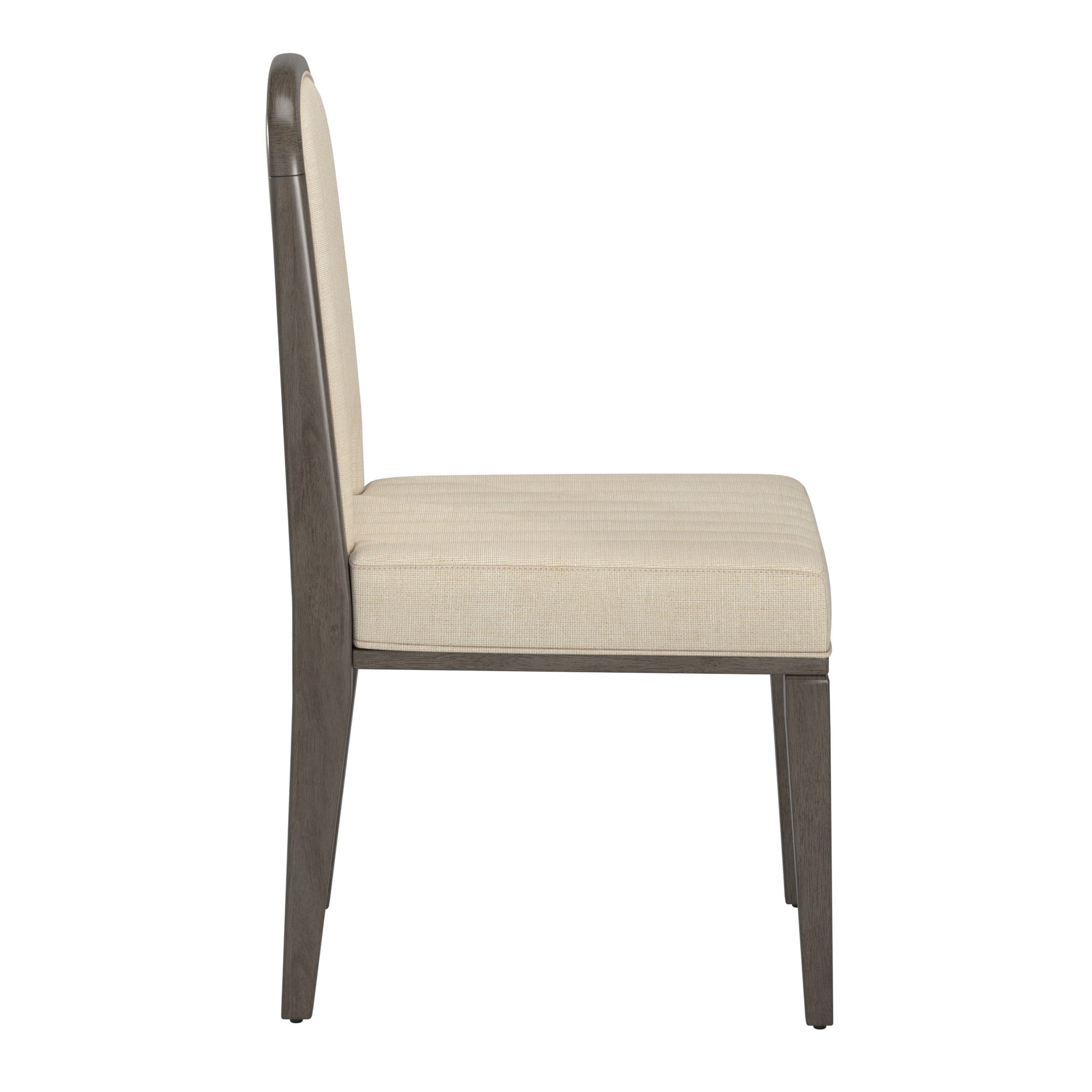 Weston Home Alta Wood Finish Cream Fabric Channel Stitching Dining Chair, Set of 2, Gray