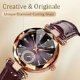 thumbnail image 4 of Women Watch Fashion Diamond Analog Quartz Wristwatches Luxury Ladies Watch with Leather Strap Waterproof Wristwatches Gift for Women, 4 of 7