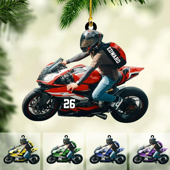 Custom Motorcycle Ornaments 2025 Motorcycle Ornaments for Christmas Tree Personalized Dirt Bike Ornament Motocross Christmas Ornament Biker Ornament Motorcycle Gift for Xmas for Dad (MC18) - 3168