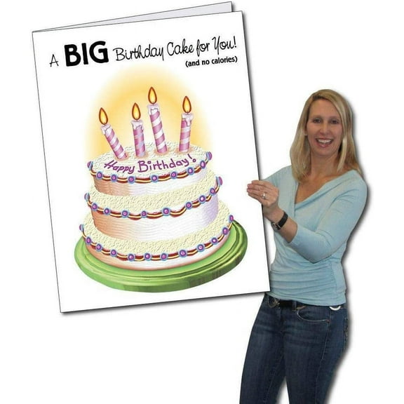 Jumbo Greeting Cards: Giant Birthday Card (birthday cake), 2 feet x 3 fee card with envelope, 12429