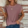 thumbnail image 2 of Sexlip Women's Striped Short Sleeve Loose Top Soft Fabric Comfortable Design Daily Casual Wear Pink XXL, 2 of 6