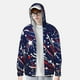 thumbnail image 2 of Fotbe Red White Blue Fireworks 1 Chaqueta con Protección Solar UPF 50+ para Hombre y Mujer, Camisa con Capucha y Bolsillos-3X-Large, 2 of 7
