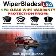 thumbnail image 2 of 2006 Toyota 4Runner Beam Wiper Blades Wipers w/1yr Warranty (Set of 2) (WiperBladesUSA), 2 of 5