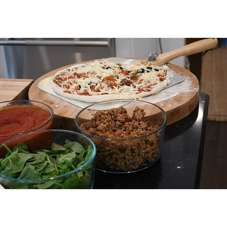 Ignite Lifestyle Pizza Peel Set - Pizza Spatula 12x14 + Pizza Rocker  Cutter + Pastry Brush - Aluminum Metal Pizza Peel 12 Inch w/Foldable Wood