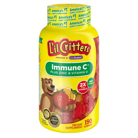 L'il Critters Kids Immune Vitamin C Plus Zinc and Vitamin D, 190 Count Gummies (packaging may (Best Way To Absorb Vitamin C)